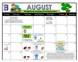 August Calendar  2022-2023